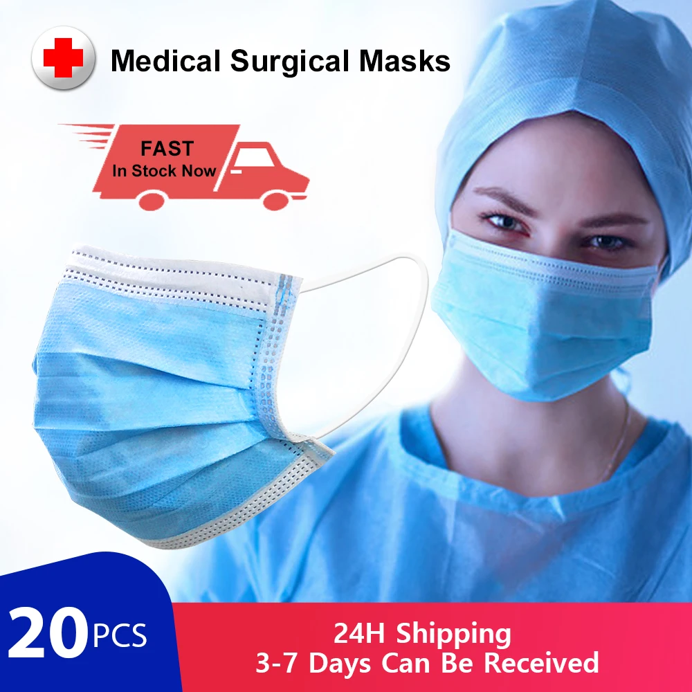 

Surgical Mask Disposable Safety Face Mask Medical Masks FFP2 3 Laye Meltblown Cloth Filter Protective Respirator
