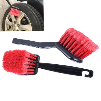 

Car Wheel Brush Tire Cleaner with Red Bristle and Black Handle Washing Tools for Auto Detailing Motorcycle Cleaning Carclean