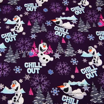 

140cm Width Snowman Olaf Black 100% Cotton Fabric for Baby Boy Clothes Bedding Set Sewing Home Textile Patchwork DIY-BK695