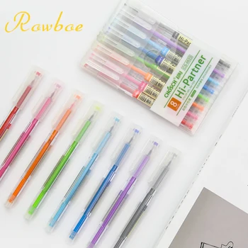 

ROWBOE cute stationery small fresh color gel pen set 8 color water-based hand pen 0.5mm pen kawaii supplies