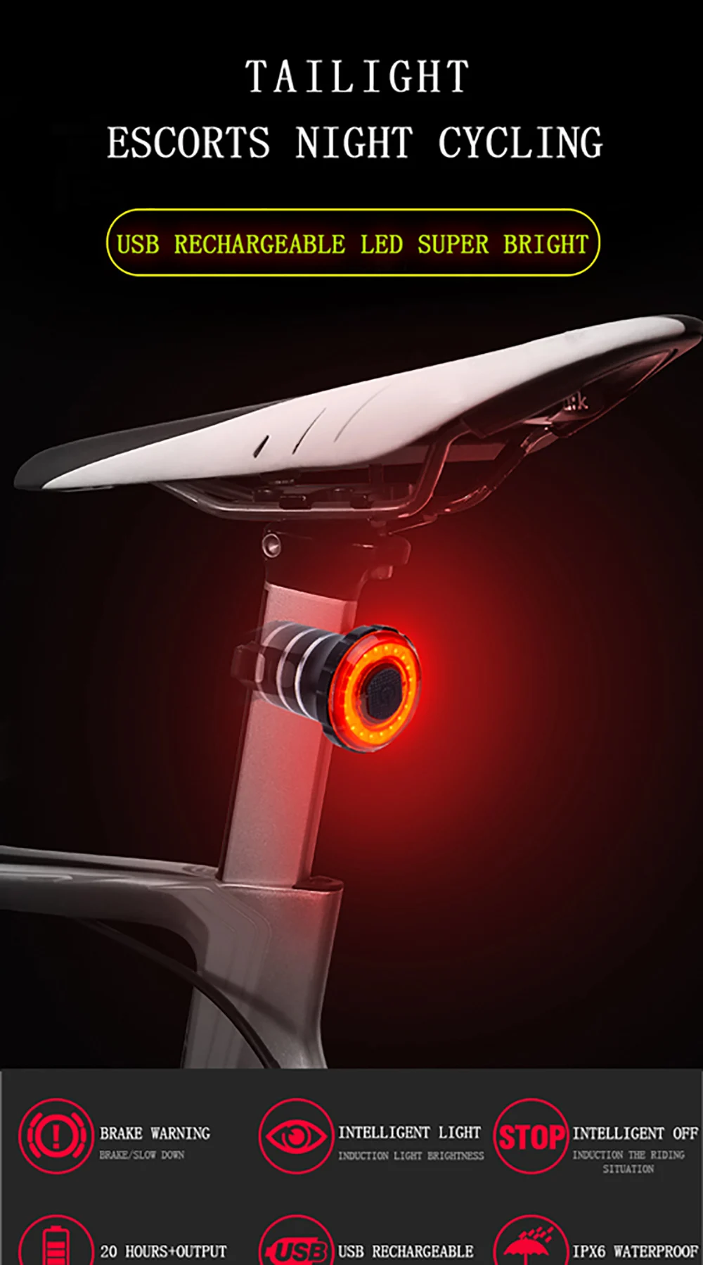 ZTTO MTB Moutain дорожный велосипед Водонепроницаемый задний светильник велосипедный передний задний USB Перезаряжаемый безопасный 30 светодиодный 100 люмен светильник WR25