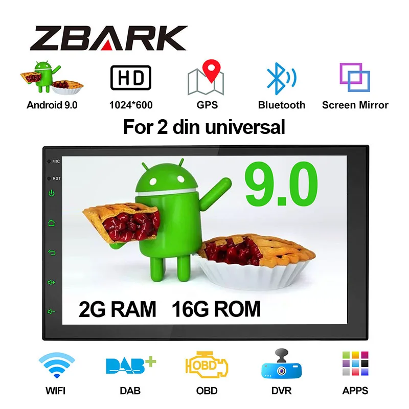 

2GB Ram Universal Android 9.0 Double 2 Din 7 inch Quad Core GPS Navigation Car Stereo Player Radio YHTY7003A