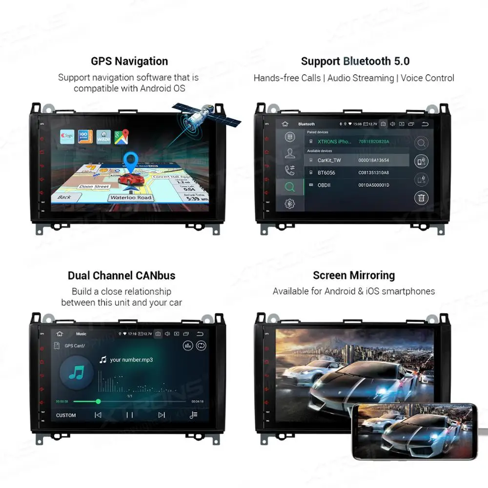 XTRONS Android 10 0 Qualcomm Bluetooth 5 автомобильный стерео Мультимедийный Плеер для Mercedes Benz W245