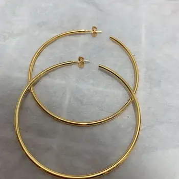 

European and American stars big circle C ring glossy earrings exaggerated simple minimalist fashion hipster lap female