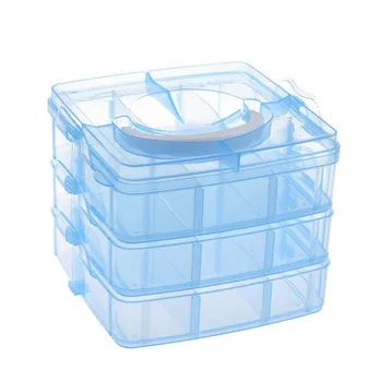 

Blue Plastic Empty 3 layer Storage Case Box Nail Art Craft Makeup
