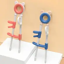 Palillos de diseño ergonómico para niños, vajilla de entrenamiento para comer, utensilios auxiliares de alimentación para bebé, 1 par