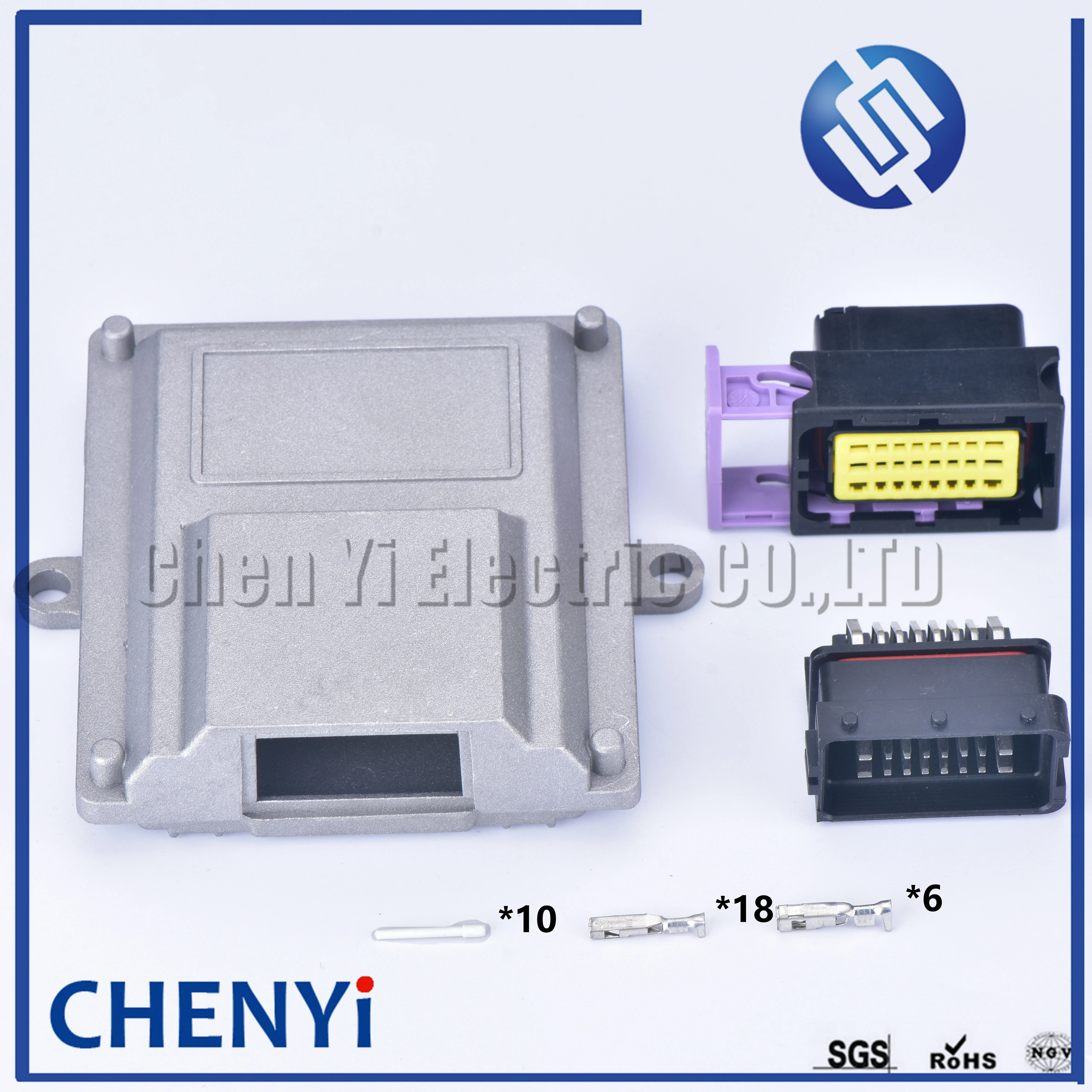 Único Furo Automotive Ecu Box com Conector Correspondente e Pin 24 Pin Way Alumínio a6 Kits Grupo 211pc249s0005 211pc249s8005