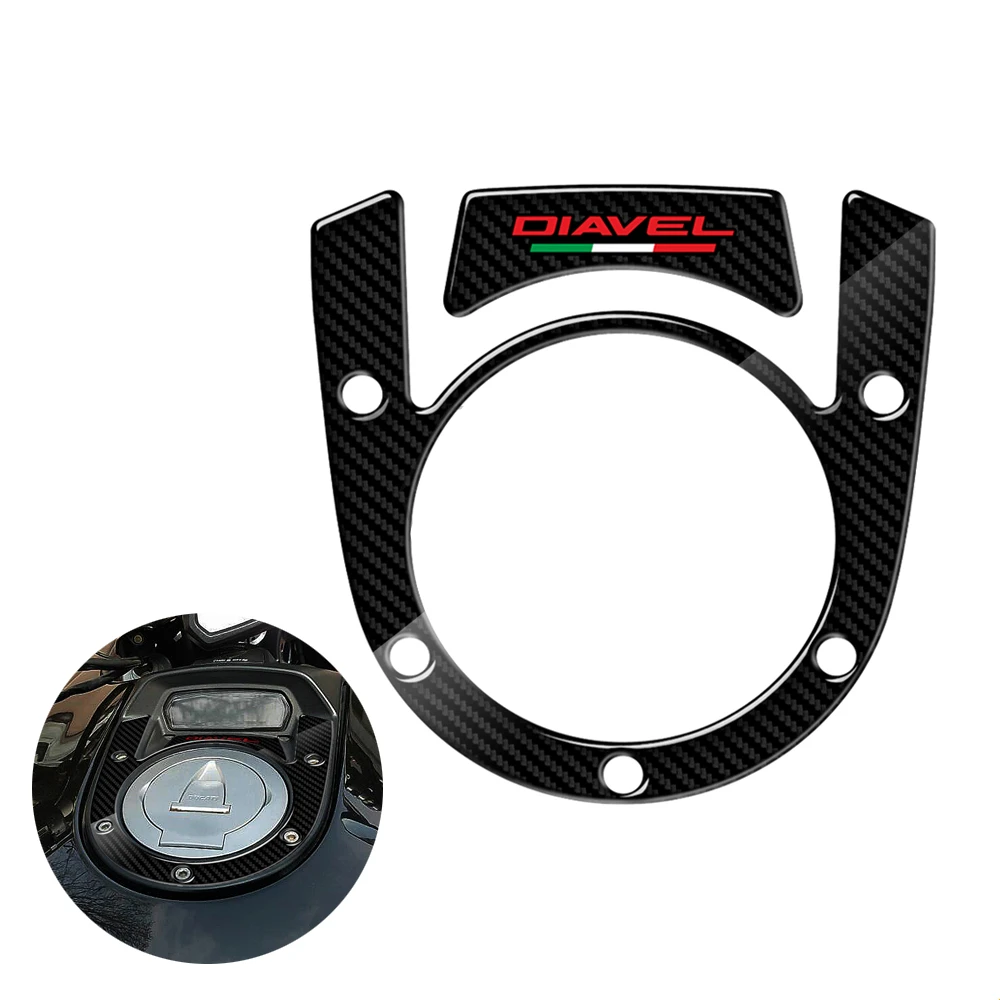 3D Motorcycle Tank Pad Protection Fuel Cap Compatible Case for Ducati Diavel Models Carbon-look