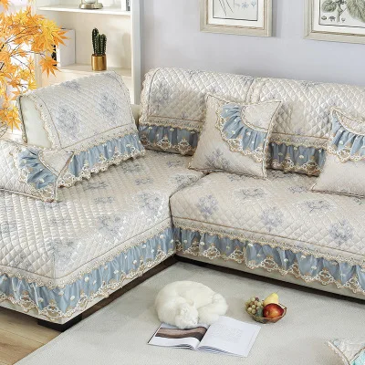 Четырехсезонная универсальная европейская роскошная подушка для дивана, льняная Нескользящая подушка для дивана