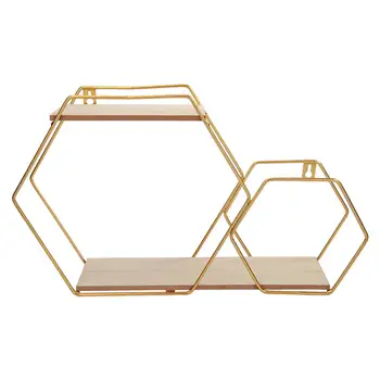 

Creative Hexagonal Storage Rack Iron Painting and Welding Joint Treatment Design Grid Wall-Mount Hollow Home Office Decor