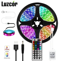 Bande lumineuse LED Bluetooth 5050 RGB, 5V DC, Flexible, avec télécommande, adaptateur de musique, 44 touches 
