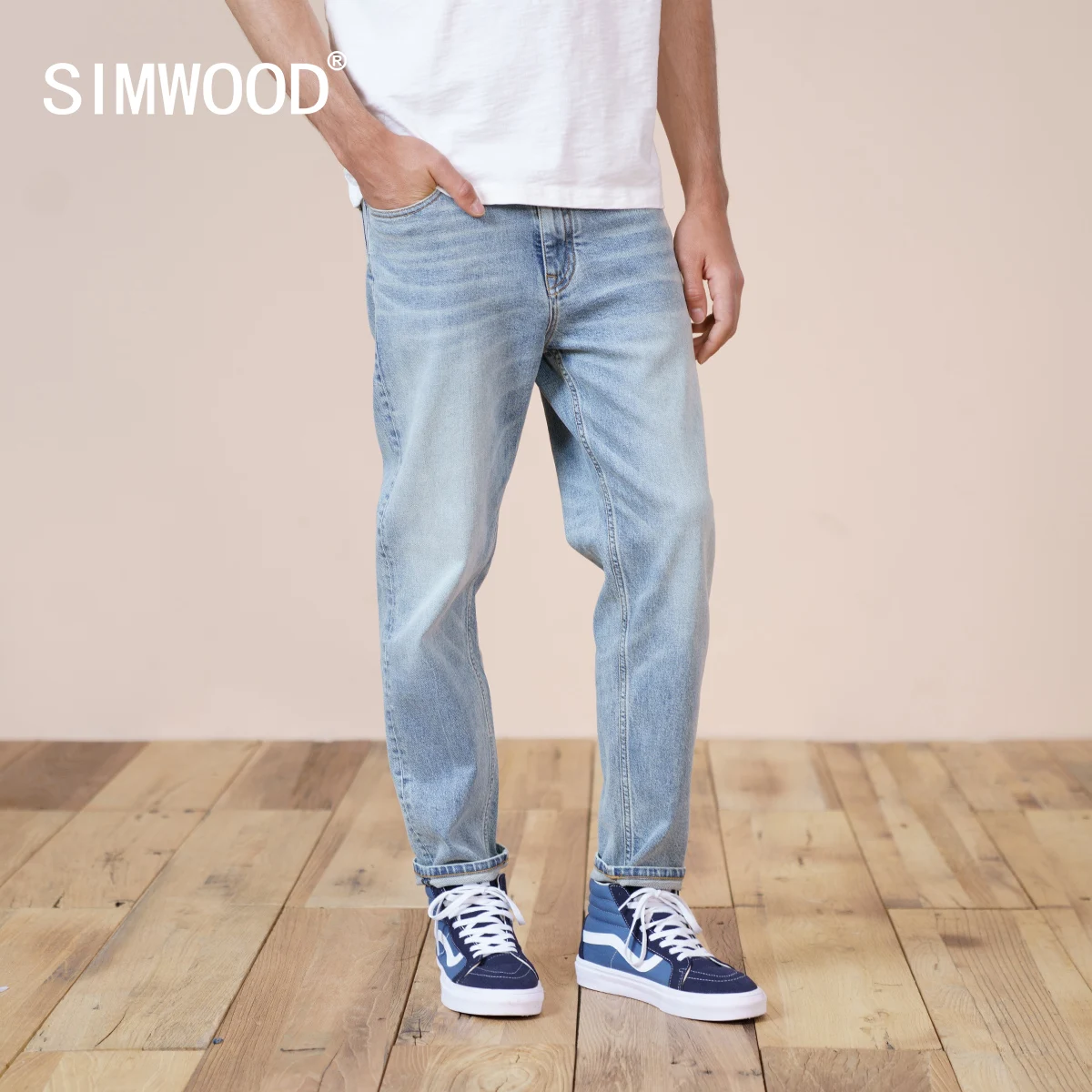 SIWMOOD 2022 весенне-летние новые экологические джинсы с лазерным эффектом мужские