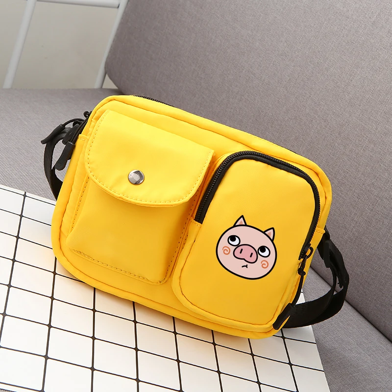 

Fashion Cute Cartoon Pig Design Woman Men Shoulder Outdoor Bag Candy Color High Capacity Waterproof Casual Tote Messenger Bag