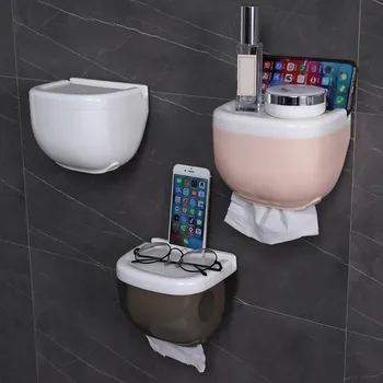 

Mobile phone rack paper towel box Waterproof Toilet Paper Holder Mobile Phone Storage Shelf Wall Mounted Rack New #Apr