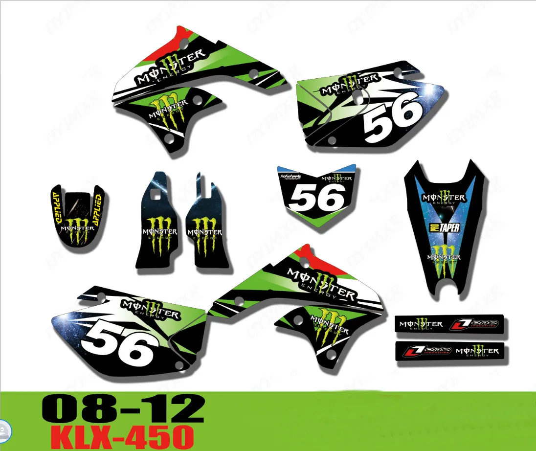 KLX450 KLX 450 мотоцикл команда графика и фоны наклейки Наборы для Kawasaki KLX450 450KLX 2008 2009 2010 2011 2012