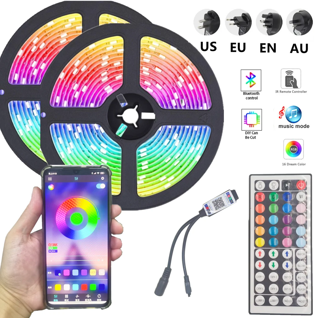 Светодиодная Водонепроницаемая ленсветильник RGB 5050 2835 SMD с Управлением по Wi-Fi 20 м |