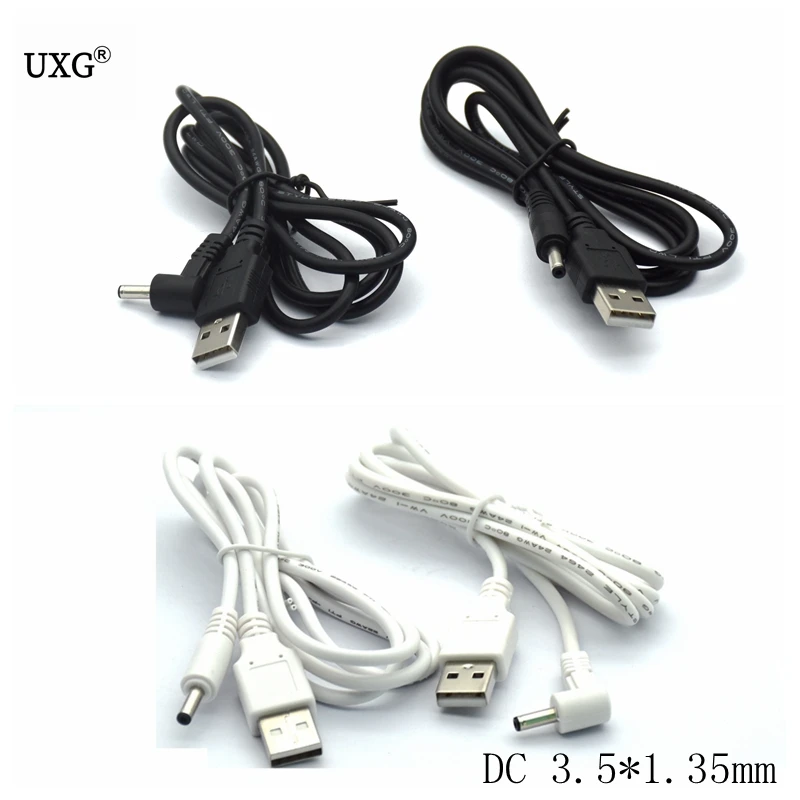 Черно белый кабель питания с USB 2 0 от A до DC 3 5 мм/1 35 мм вольт типа M 1 м фута В