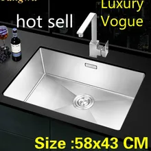 Квартира vogue кухня ручная раковина одинарная мойка сделать блюда 304 нержавеющая сталь Горячая 580x430 мм