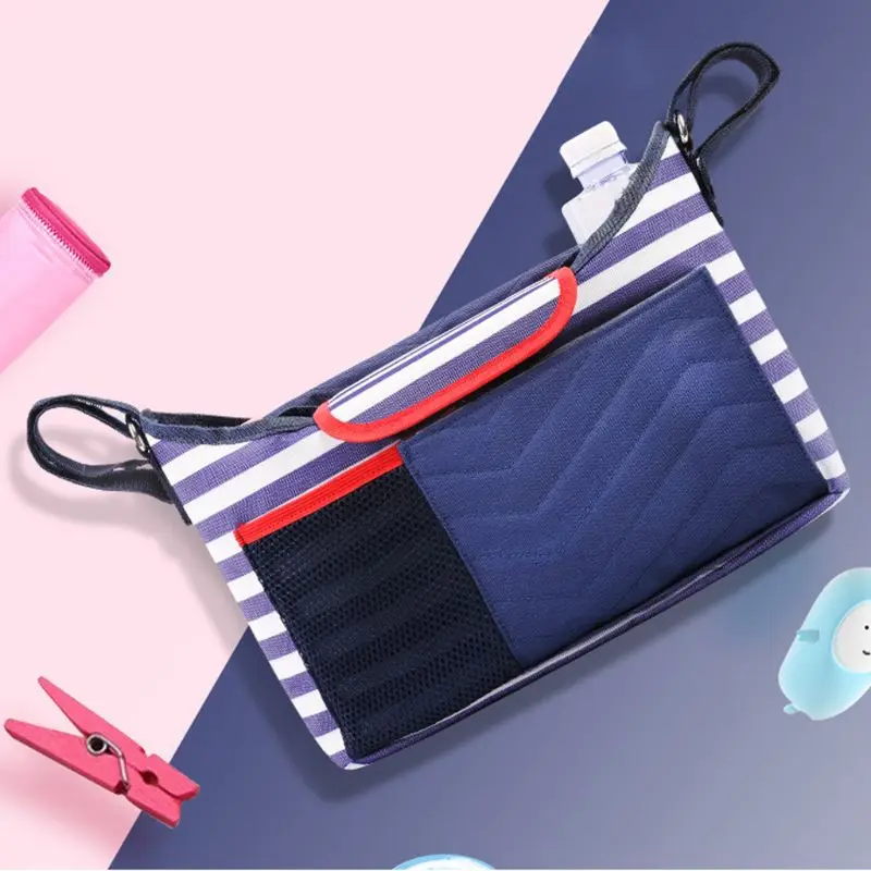 Pram Bag Organiser Large Capacity for Baby Stroller Accessories with Diaper changing pad& Shoulder Strap Used as Carry-On