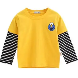 Детские футболки для мальчиков на осень и весну Новые Модные Топы в стиле пэчворк с длинными рукавами, 75-135 см, детская одежда, G590 - Цвет: yellow