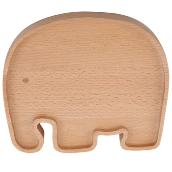 

1pc New Wood Infant Cute Feeding Plate Fruit Dishes Kids Car Cat Panda Shaped Child Tableware