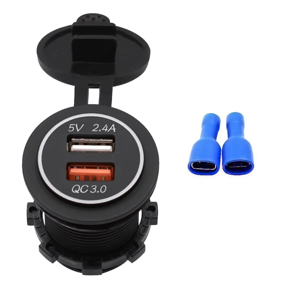 

Car and motorcycle RV charging QC 3 dual USB mobile phone charger flat 5v3.4a