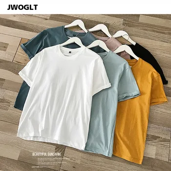 

Summer Short Sleeve Men's 100% Cotton T-Shirt Solid Color Soft Touch Fabric Men's Basic Tops Fashion Tees Shirt