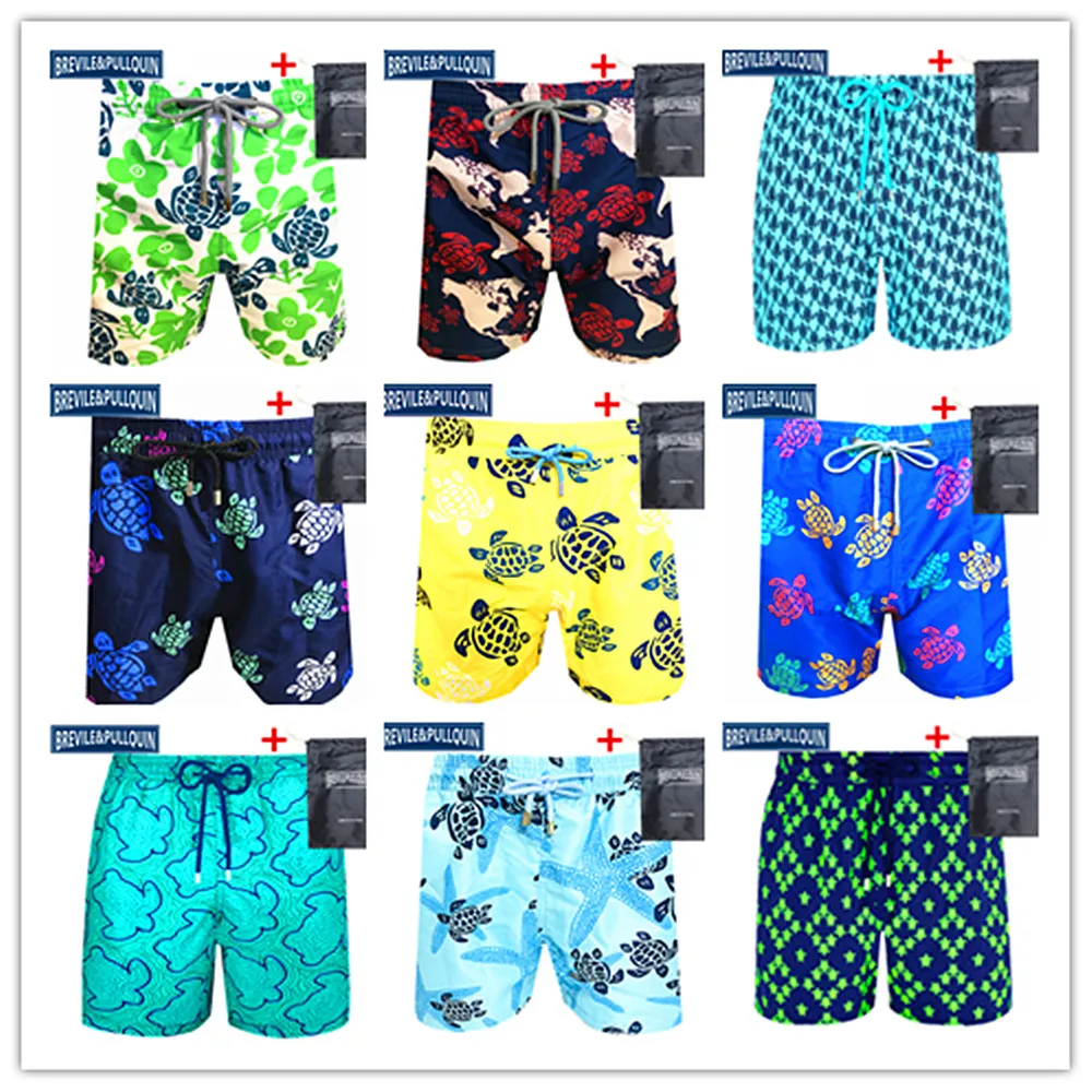 

Top Selling 2020 Brevile pullquin Beach Board Shorts Men Elastic Band Swimwear Man Turtles Swimtrunk 100% Quick Dry + Gifts Bag