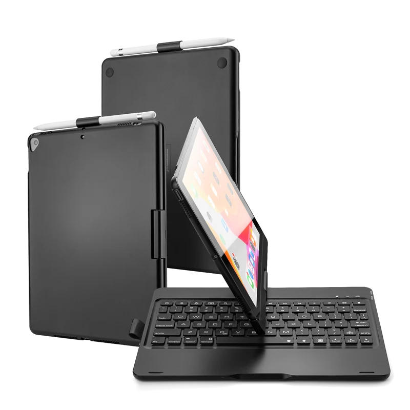 

Wireless Bluetooth keyboard Case for 2019 iPad 10.2 inch, 360 Rotation and 7-Color Backlit & Flip Cover Hard Wireless Keyboard