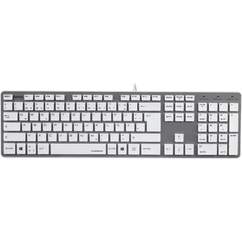 Клавиатура Hama Rossano белый/серебристый USB slim