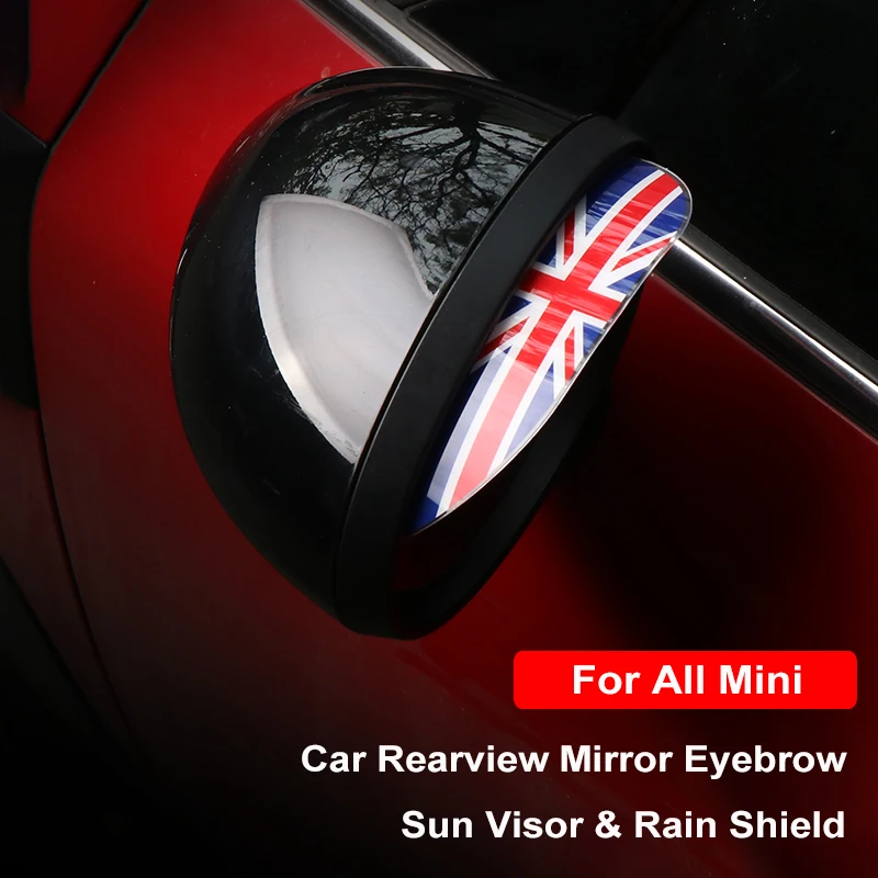 2pcs Car Rearview Mirror Rain Eyebrow Protector Cover Sun Visor Shade Shield For Mini Cooper R53 R55 R56 R60 R61 F54 F55 F56 F60 rearview mirror rain shield rearview mirror rain eyebrow car rearview mirror visor rearview mirror rain guard rearview mirror visor