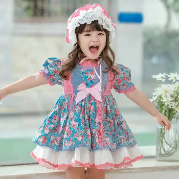 

Baby Girls Spanish Dress for Party birthday Children costume Kids Cotton Floral Bow Lace Dresses Princess Girl Clothing 0-7Years