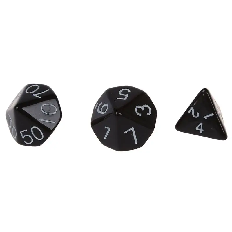 Набор 7 шт. Dice Die D4~ D20 для игр RPG Подземелья и Драконы D&D черный