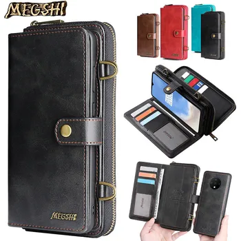 

Zipper Purse Leather Case for OnePlus 8 7T 7 Pro Multifunction Magnetic Wallet Card Cover One Plus 8 7T 7 Pro Phone Cases Coque