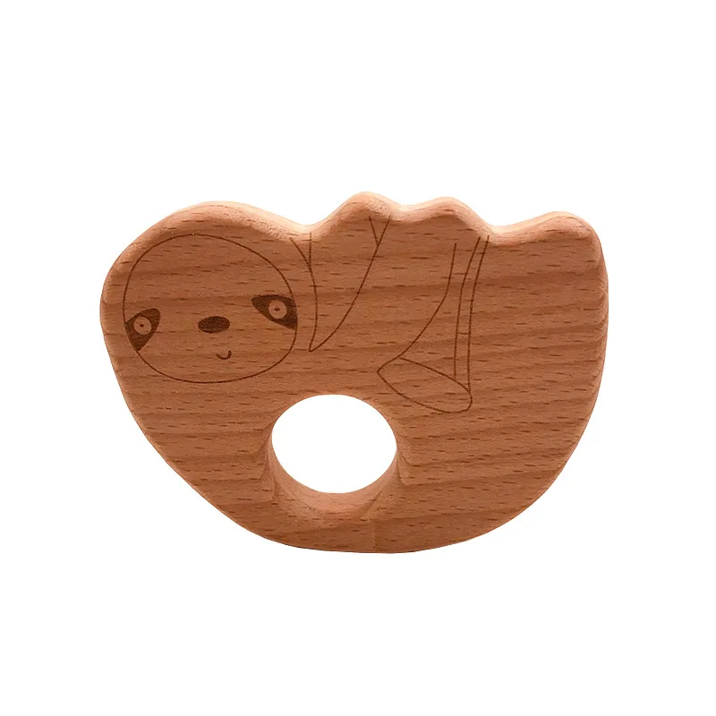 1pcs Infant Baby Teether Beech Wood Teethers Animal Shape Wood Baby Toy Teething Accessories Kid Teething Pendant Nursing Holder