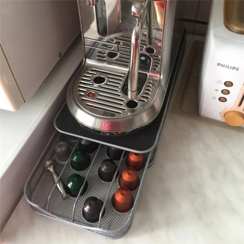 Черный 40 стручки капсулы кофе nespresso стручки Держатель для хранения стойки ящики кофе капсулы полки Организации