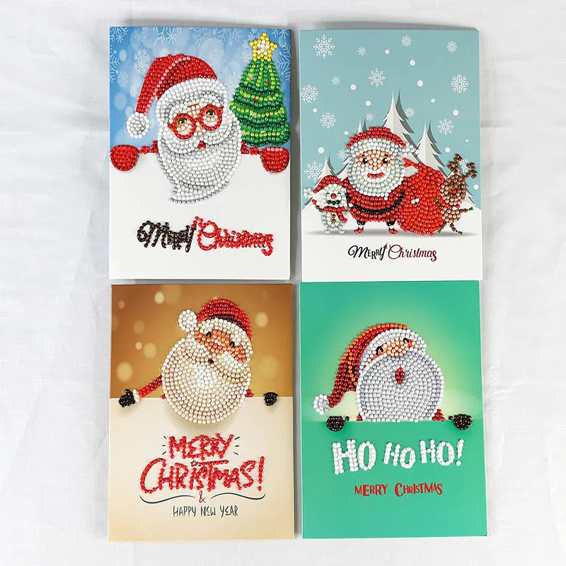 Бриллиантовый рисунок Рождество карты Алмазная вышивка Санта Клаус поздравительные открытки DIY Бриллиантовая мозаика ручной работы подарок - Цвет: He Ka06