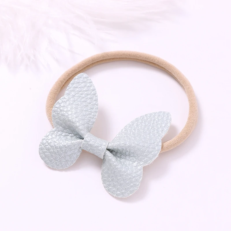 

1pcs/lot Cute babys Headband Synthetic Leathers Spring Bow Butterfly Headbands For Girls Candy Color Soft Nylon Hair Accessories