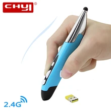 CHYI Pen Shape Wireless Ergonomic Computer Mouse 4 Keys Usb Optical PC Mause 3d Mini Portable Handheld For PPT Projection Laptop