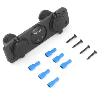 

DC 12V/24V Blue LED Digital Dual USB Car Charger Adapter Voltmeter Cigarette Lighter 12V Socket 3 Hole Panel Car Boat Marine