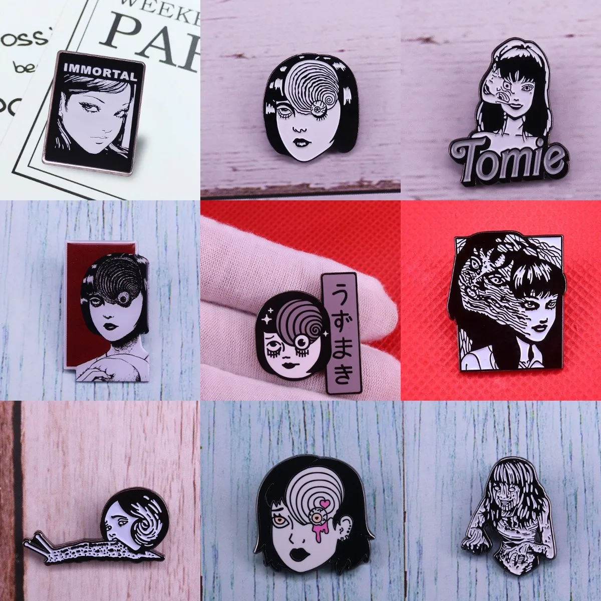 Aus gezeichnete Qualität japanische Manga Künstler Horror Cartoon Brosche Anime Metall Emaille Pins Terror Filme kreative Kinder Geschenk Abzeichen