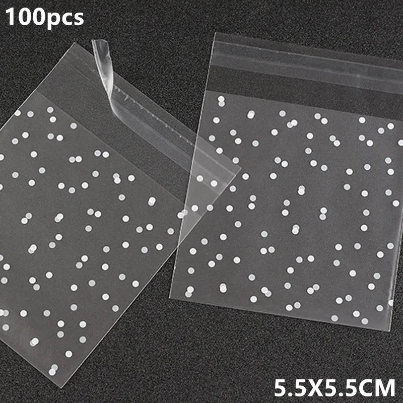 dot plastic 5.5cm 100 шт/108 шт прозрачный пластиковый пакет Dragee конфеты Подарочный мешок для печенья матовый OPP Свадьба День Рождения Вечеринка упаковочный мешочек кисет коробка - Цвет: dot plastic 5.5cm