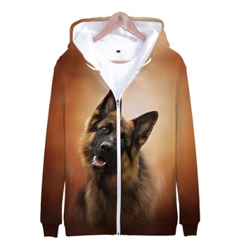 

German shepherd 3D Zipper Hoodies Sweatshirts Men/women Fashion Print Hooded Zipper Casual Sweatshirts Men's 3D Zipper Hoodies