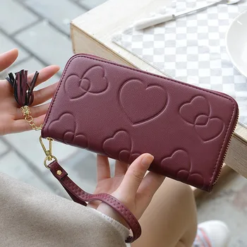 

2020 spring and summer new ladies wallet long single handle clutch solid color simple women's coin purse