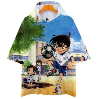

Detective Conan hoodies t shirt hot short-sleeved hooded T-shirt unisex couple Leisure Print Novelty Top Luxury Harajuku