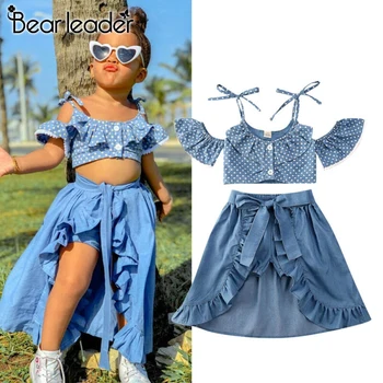 

Menoea 1-5Y Toddler Baby Suits 2020 Kid Girl Clothes Sets Summer Polka Dots Off Shoulder Clothes Ruffle Skirts Shorts Clothes