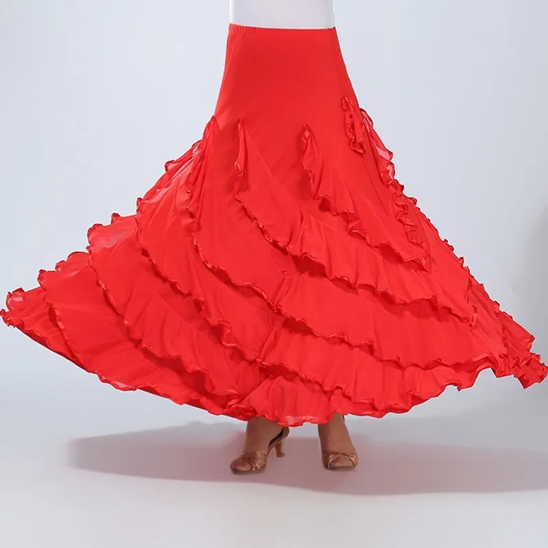 5 Colors Milk Fiber New Modern Dance Dress Female Ballroom Dance Competition Dress Waltz Practice Uniforms Dance Big Hemline (2)
