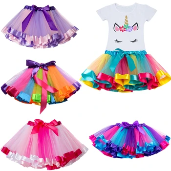 

2020 Summer Tutu Skirt Baby Girl Skirts Princess Mini Pettiskirt Party Dance Rainbow Tulle Skirts Kids Clothes Children Clothing