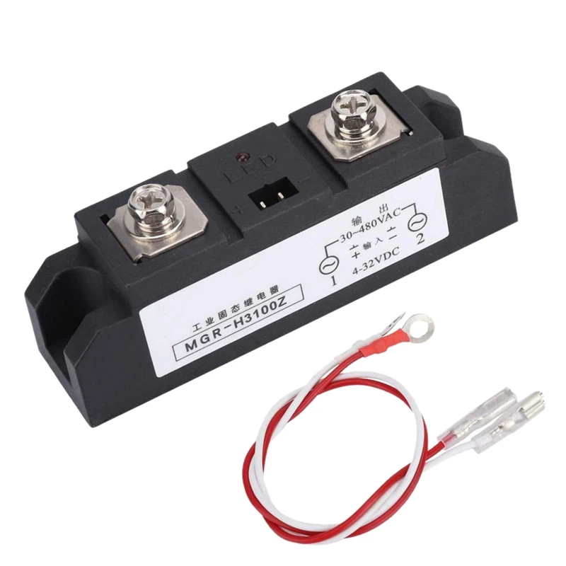 

100A Industrial SSR MGR-H3100Z Single Phase Solid State Relay Input 4-32VDC Output 30-480VAC Promotion