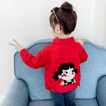 

Litter Girl Cartoon Coat 3-13 Years Old Children's Clothing Casual Coat Spring and Autumn Turn-down Collar Baby Kids Clothes